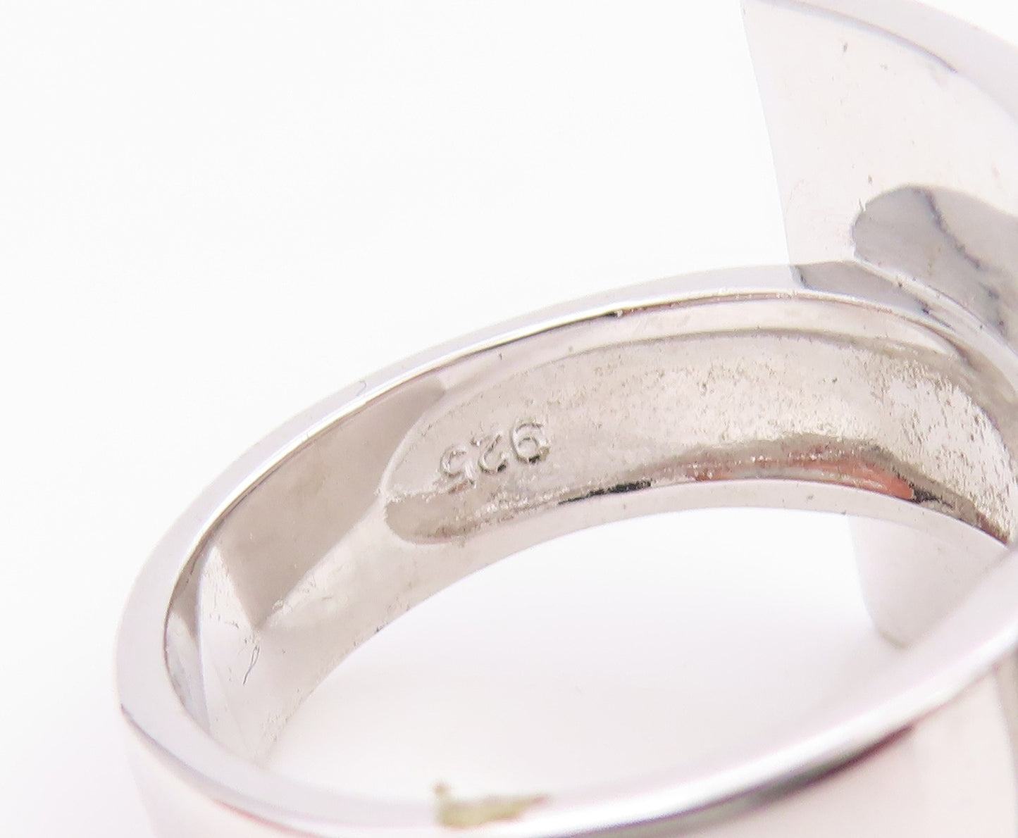 925 Sterling Silver Vintage Ring Mother Of Pearl Two Tone Band  Sz 8  RG35372
