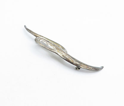 MEXICO 925 Sterling Silver  Vintage Dark Tone Swirl Design Brooch Pin  BP1558