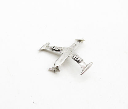 925 Sterling Silver  Vintage Petite Smooth Airplane Motif Pendant  PT6869