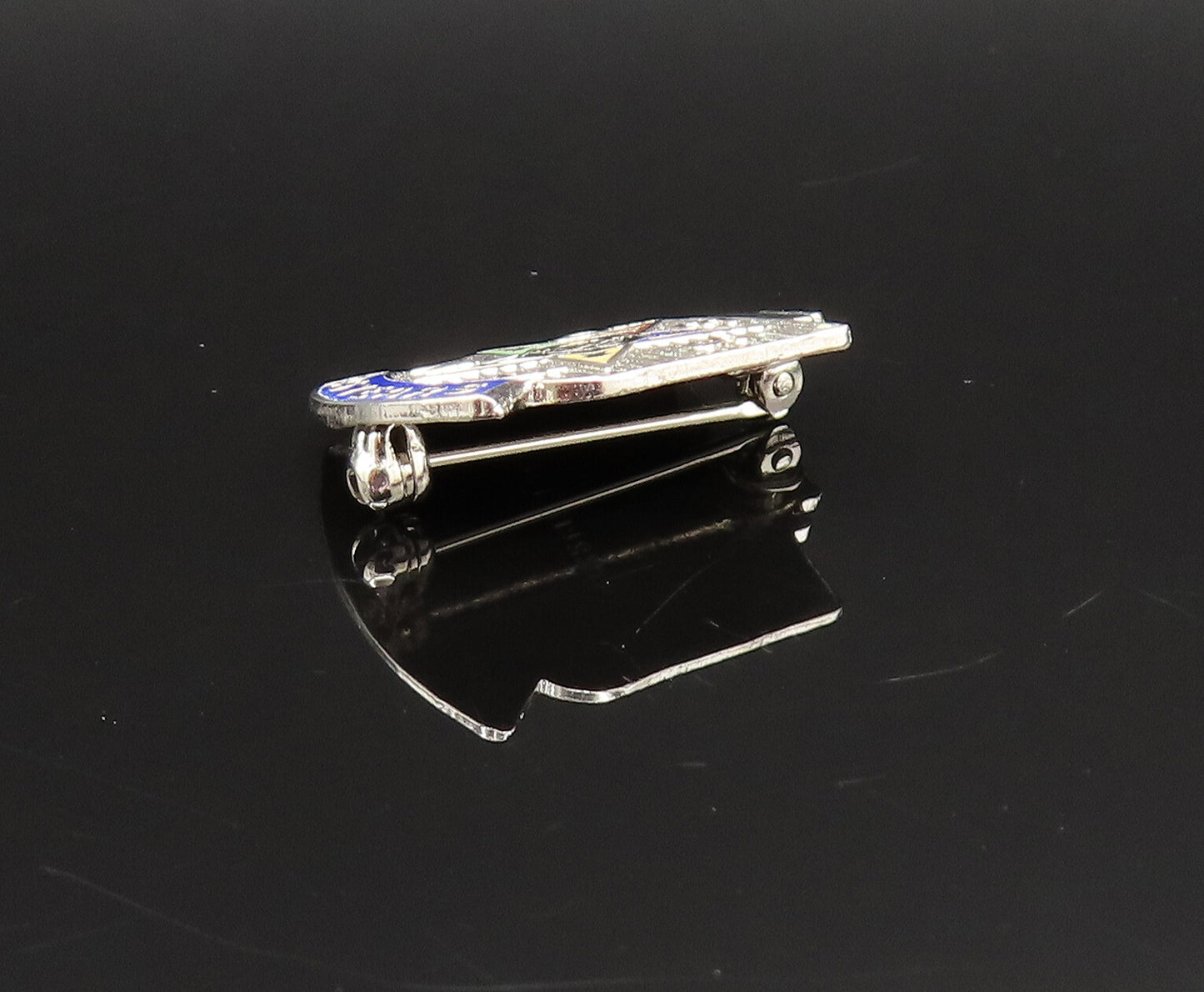 925 Sterling Silver  Vintage Enamel Order Of Eastern Star Brooch Pin  BP9558