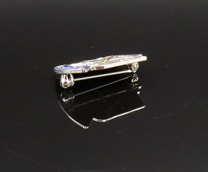 925 Sterling Silver  Vintage Enamel Order Of Eastern Star Brooch Pin  BP9558