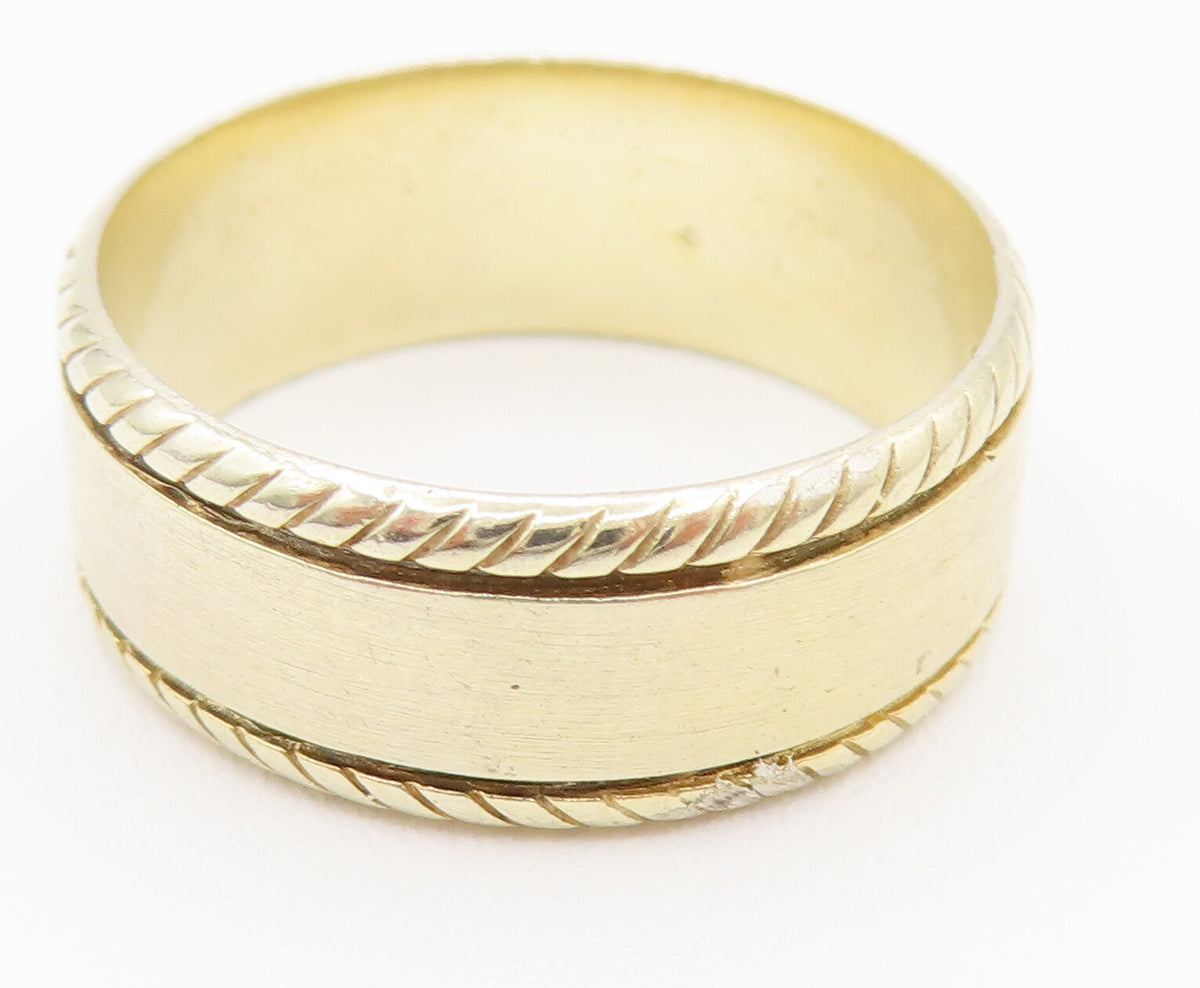 TAHARA 925 Sterling Silver Vintage Rope Border Smooth Band Ring Sz 9.5 RG26164