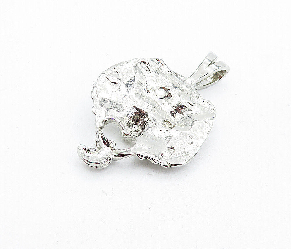 925 Sterling Silver  Vintage Cubic Zirconia Sculpted Face Pendant  PT3694