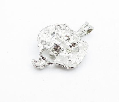 925 Sterling Silver  Vintage Cubic Zirconia Sculpted Face Pendant  PT3694