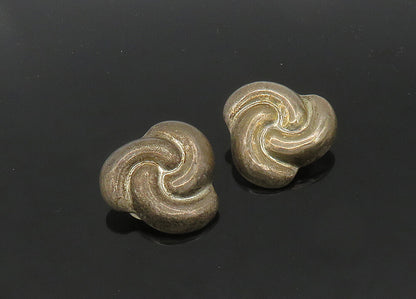 MEXICO 925 Sterling Silver  Vintage Hollow Swirl Non Pierce Earrings  EG10566