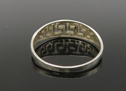 925 Sterling Silver  Vintage Shiny Greek Key Dome Band Ring Sz 8.5  RG21768