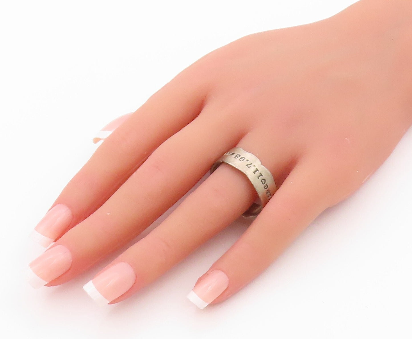 925 Sterling Silver Vintage Ring Minimalist Love Message Etched  SZ 13  RG32206