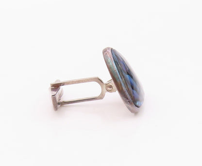 DESIGNER 925 Sterling Silver Vintage Triangular Abalone Cufflinks TR3282