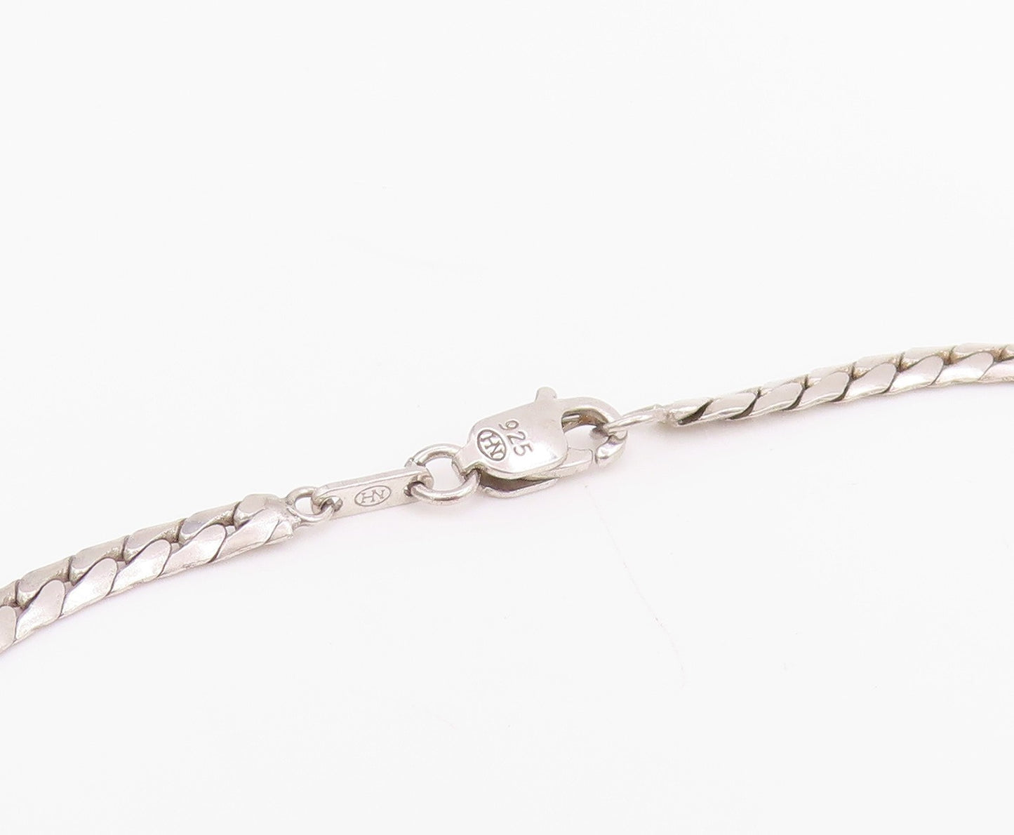 925 Sterling Silver Vintage Necklace Genuine Diamonds Elegant Oval Link  NE4755