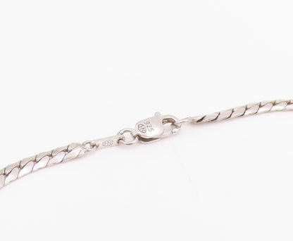 925 Sterling Silver Vintage Necklace Genuine Diamonds Elegant Oval Link  NE4755