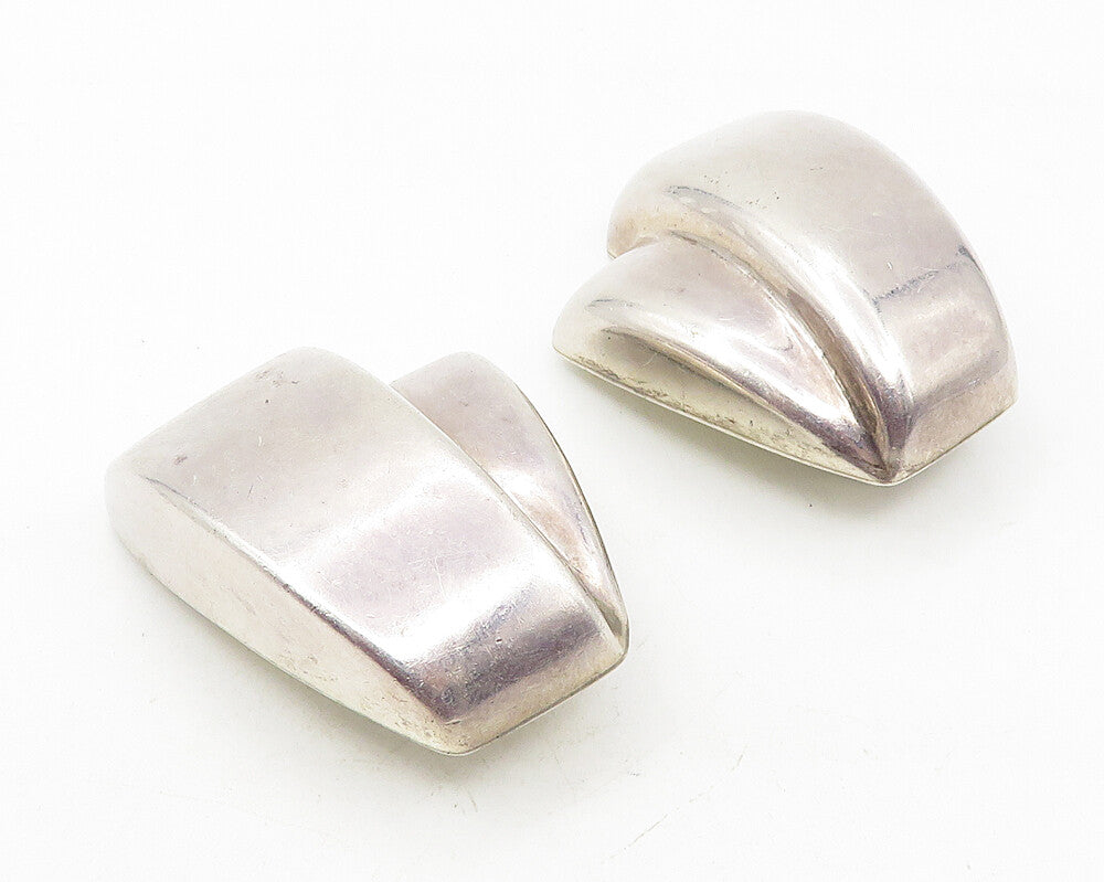 ZINA 925 Sterling Silver  Vintage Shiny Modernist Non Pierce Earrings  EG5864