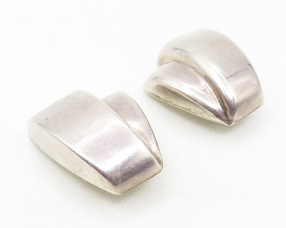 ZINA 925 Sterling Silver  Vintage Shiny Modernist Non Pierce Earrings  EG5864