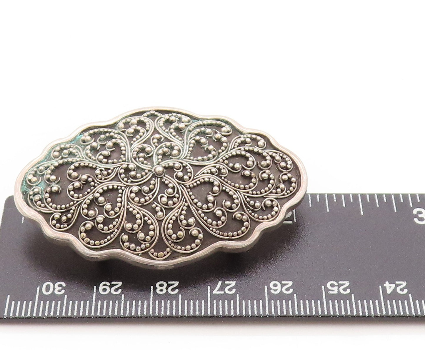 925 Sterling Silver Vintage Brooch LOIS HILL Beaded Floral Filigree  BP11869