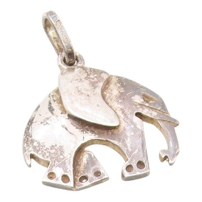 925 Sterling Silver  Vintage Shiny Elephant Animal Motif Drop Pendant  PT15117