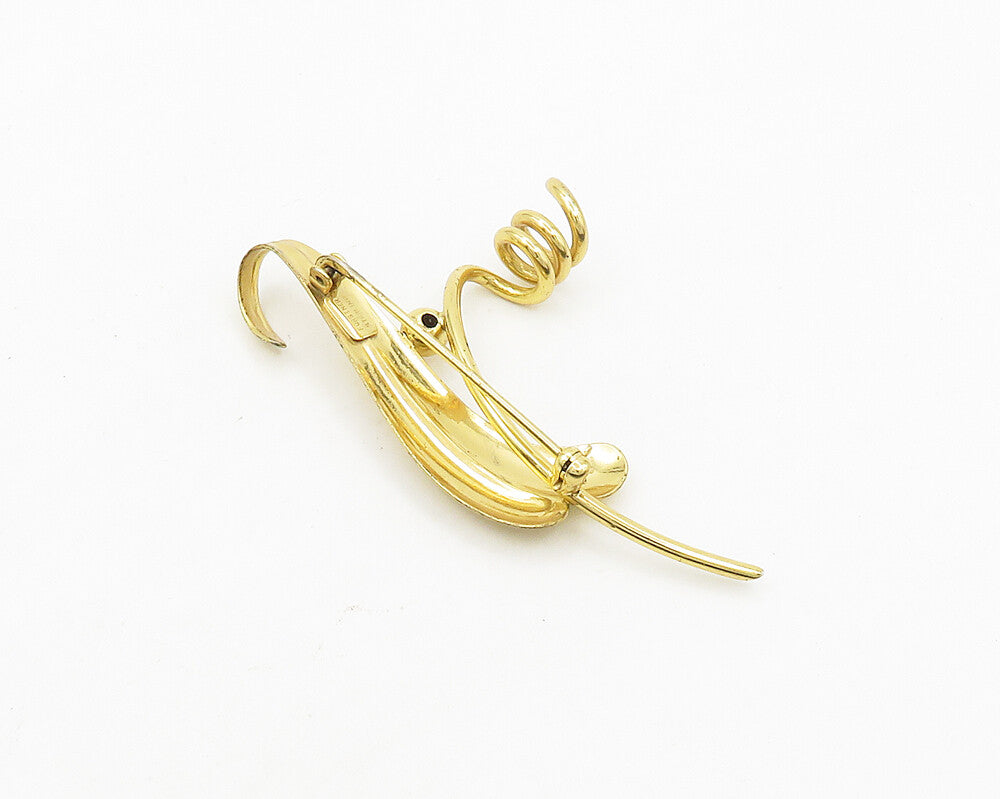 FORSTNER 925 Silver  Vintage Shiny Gold Plated Swirl Spiral Brooch Pin  BP7515