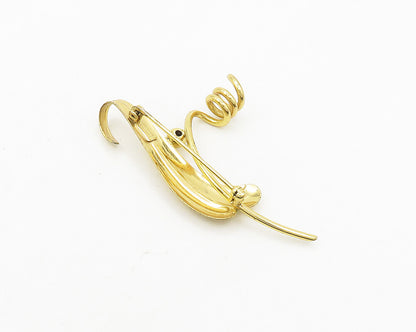 FORSTNER 925 Silver  Vintage Shiny Gold Plated Swirl Spiral Brooch Pin  BP7515