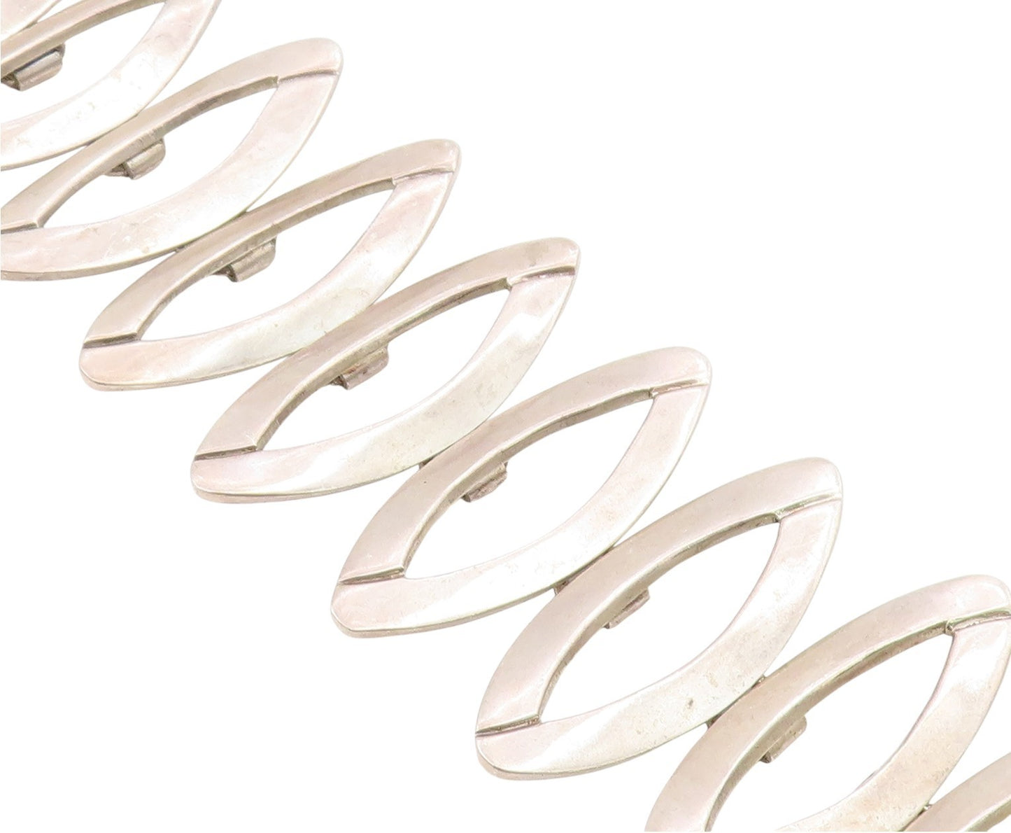 925 Sterling Silver Vintage Bracelet Modernist Marquise Panel Link  BT11949