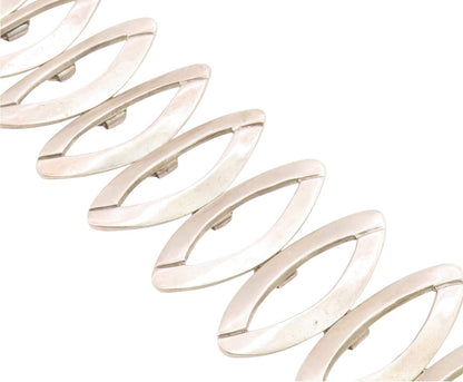 925 Sterling Silver Vintage Bracelet Modernist Marquise Panel Link  BT11949