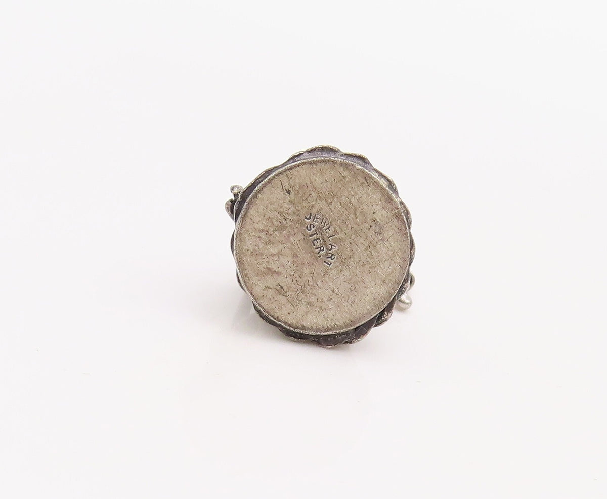 925 Sterling Silver Vintage Pendant Domed Carved Wind Mill  PT23562