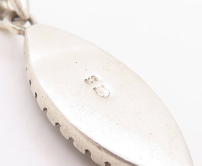 925 Sterling Silver Vintage Pendant Marquise Shape Pink Opal  PT24697