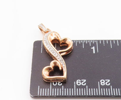 925 Sterling Silver  Vintage Genuine Diamonds Infinity Heart Pendant  PT19963