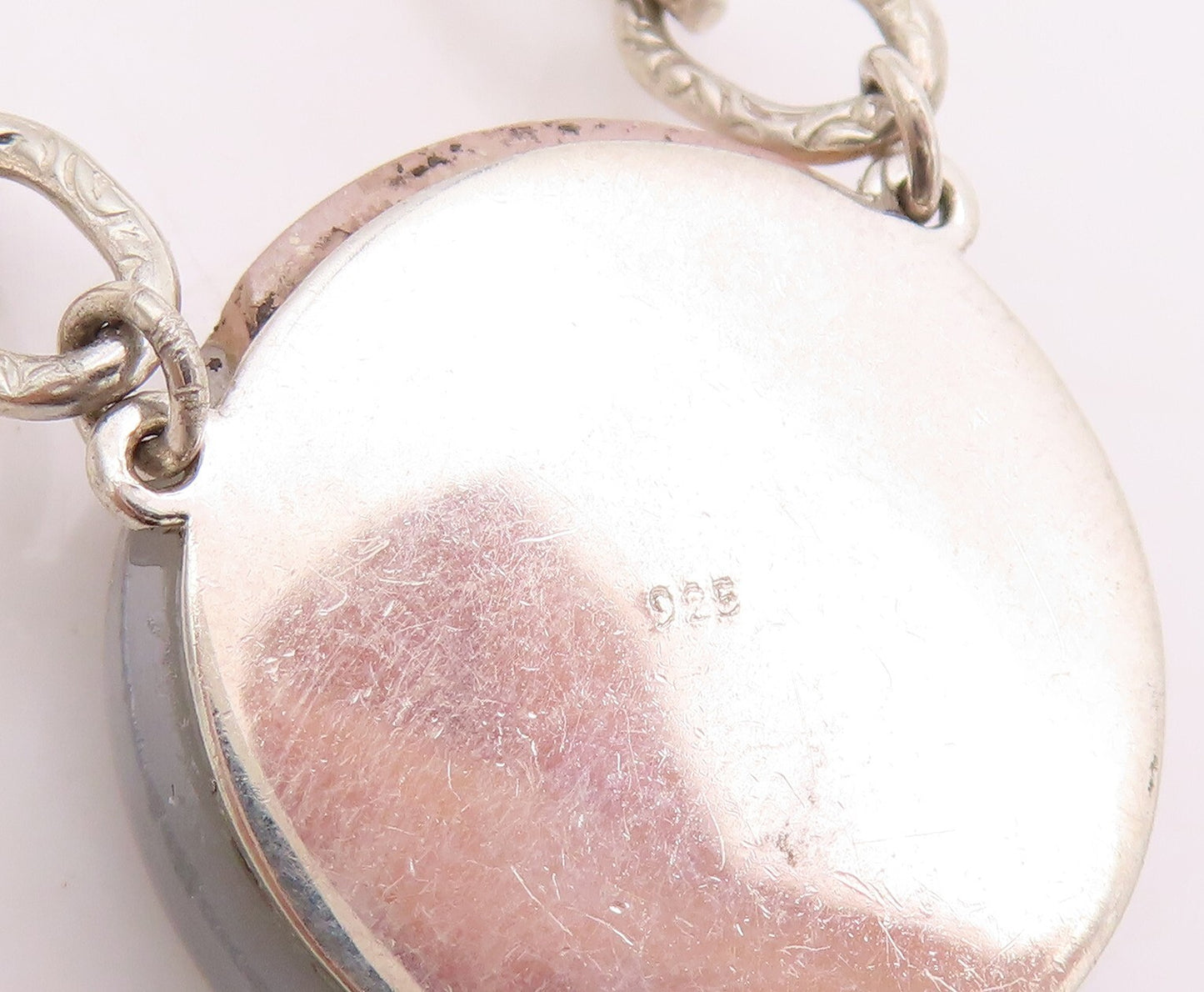 925 Sterling Silver Vintage Necklace Designer Gemstone Inlay Yin Yan  NE4453