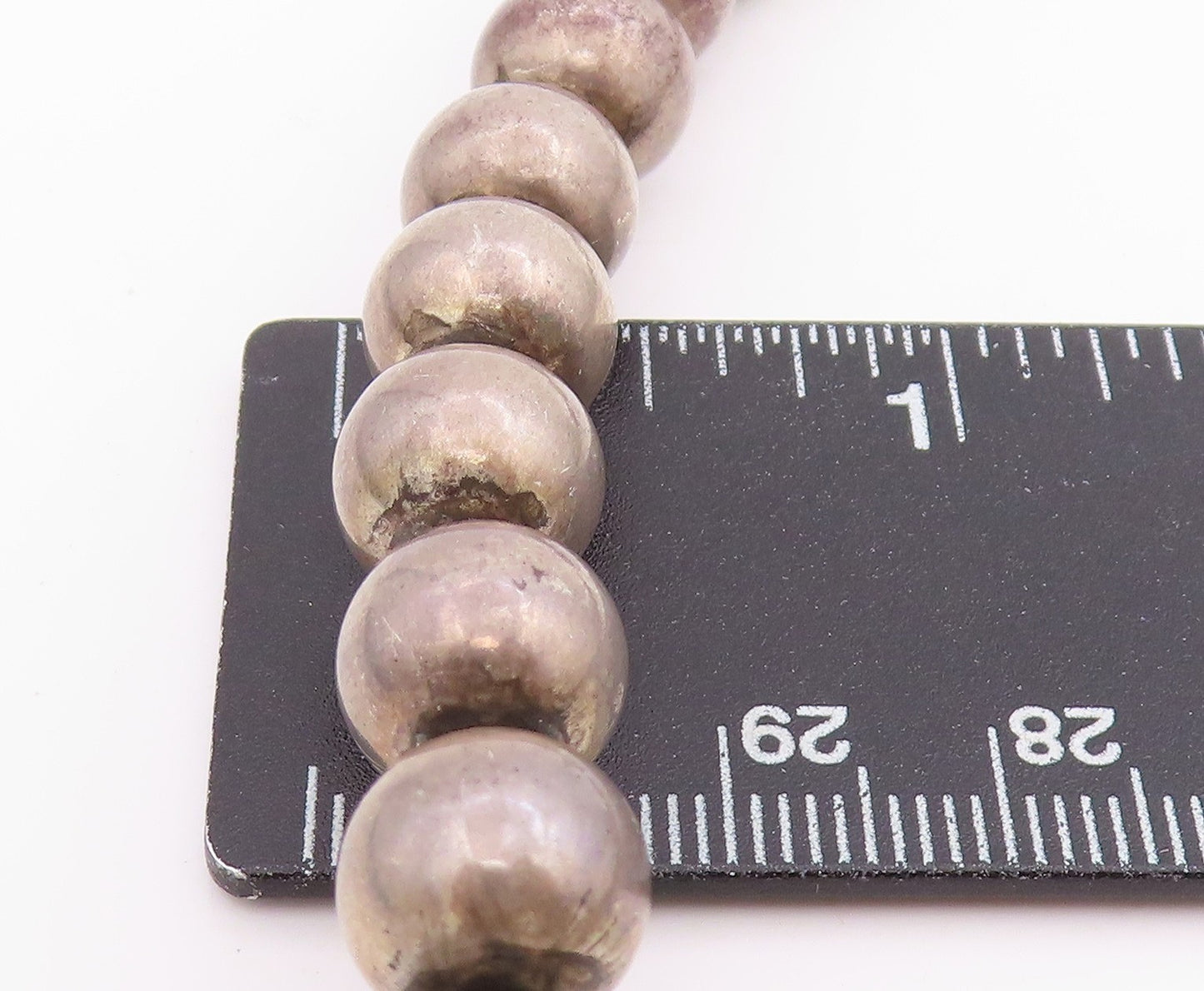 925 Sterling Silver Vintage Necklace Spherical Bead Brutalist Design  NE4728