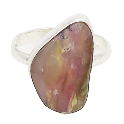 JENNIFER BEGAY NAVAJO 925 Silver  Vintage Agate Cocktail Ring Sz 7  RG17396