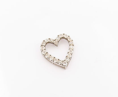 925 Sterling Silver  Vintage Genuine Diamonds Open Love Heart Pendant  PT13111