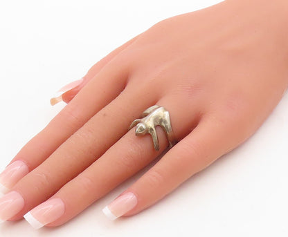 925 Sterling Silver Vintage Ring Cutout Jumping Frog  Sz 7  RG31687