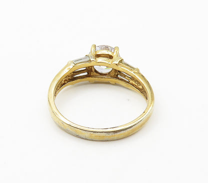 925 Sterling Silver  Cubic Zirconia Gold Plated Shiny Band Ring Sz 10  RG15895