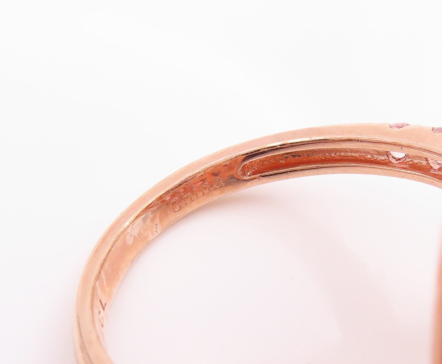 925 Sterling Silver Vintage Ring Rose Gold Plated Real Gemstone  Sz 8  RG35487