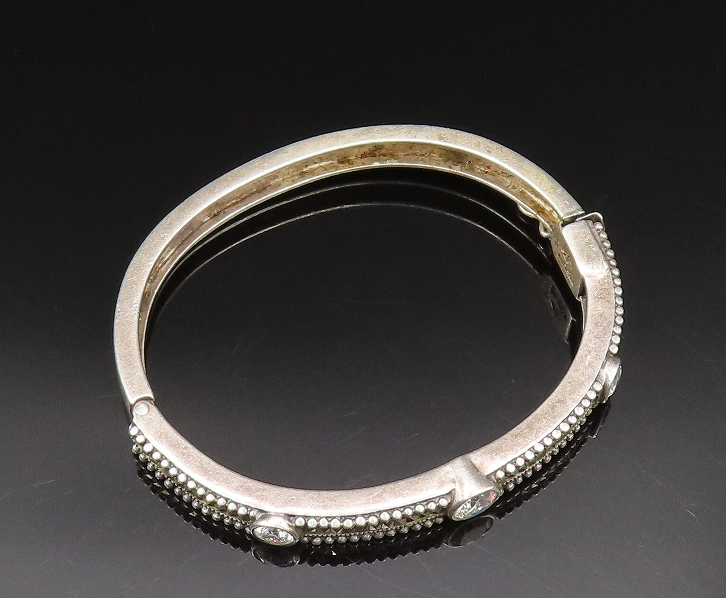 JUDITH JACK 925 Silver  Vintage Two Tone Beaded Cubic Zirconia Bracelet BT9530