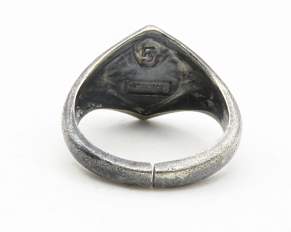 925 Sterling Silver  Vintage Antique Boy Scouts Cubs Band Ring Sz 5  RG11695