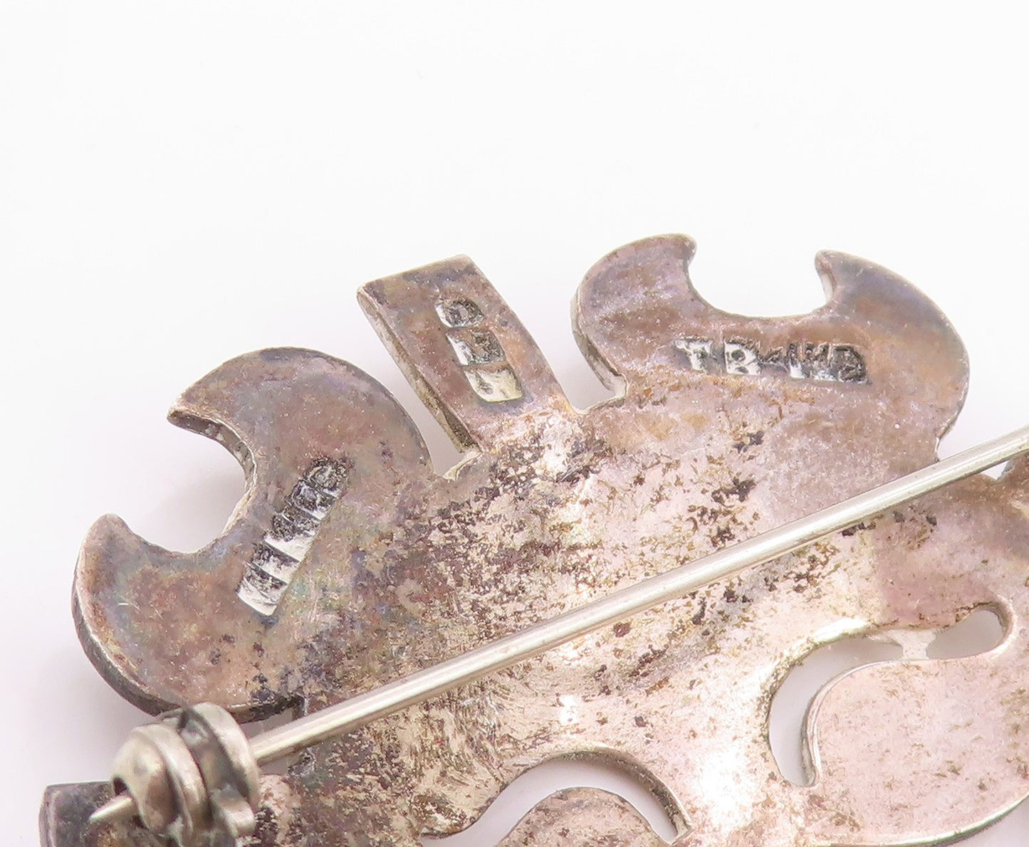 925 Sterling Silver Vintage Brooch Pin MEXICO Puffed Sun Face Cutout  BP12505