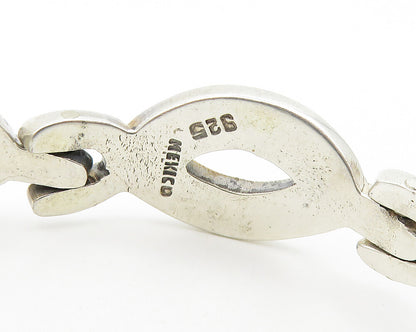 MEXICO 925 Sterling Silver  Vintage Open Oval Hinge Chain Bracelet  BT7609