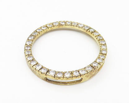 925 Sterling Silver  Vintage Cubic Zirconia Gold Plated Circle Pendant  PT8705