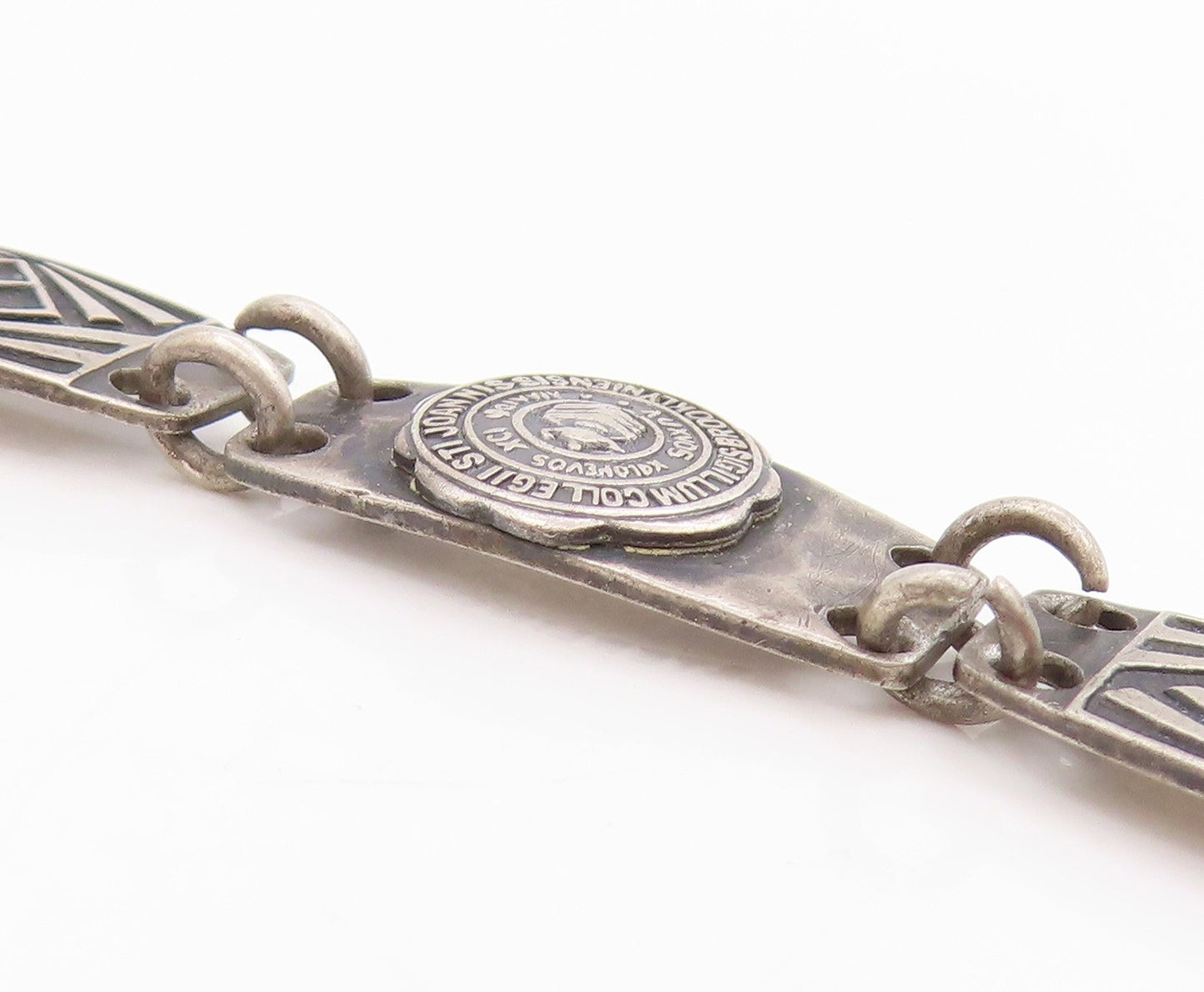 925 Sterling Silver Vintage Bracelet St. John's College Brooklyn Alumni  BT11475