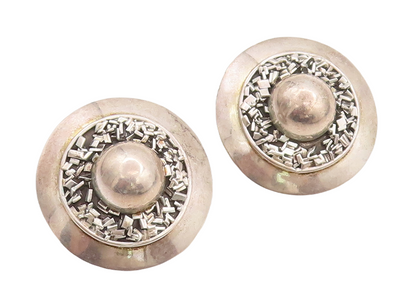 925 Sterling Silver Vintage Earrings MEXICO Modernist Brutalist Design  EG13127