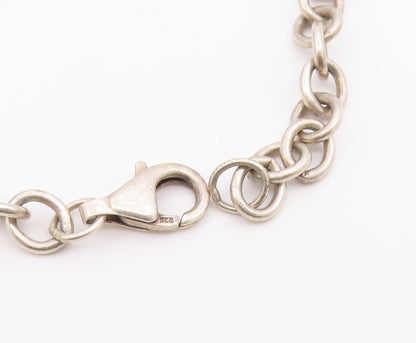 925 Sterling Silver  Vintage Beach Day Charm Round Link Chain Bracelet  BT3772