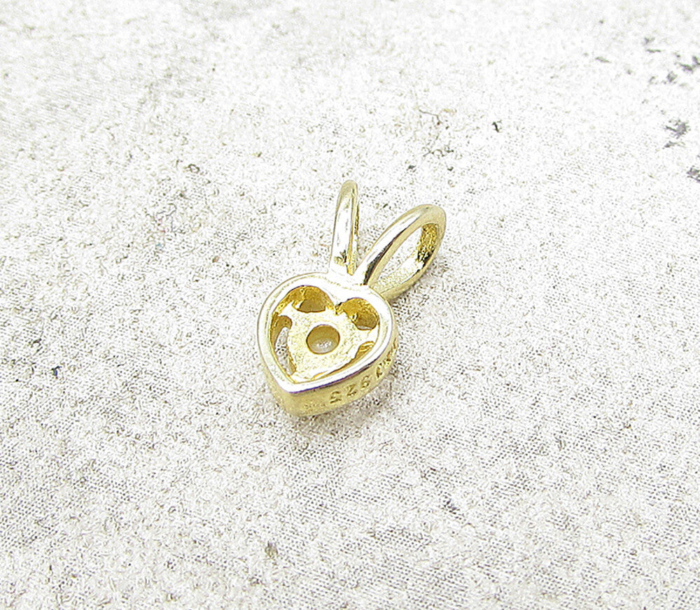 Gold Over 925 Sterling Silver Fire Opal Love Heart Slider Pendant PT1179