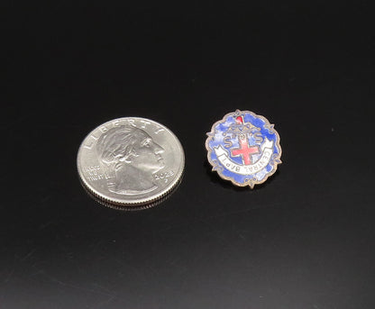 925 Sterling Silver  Vintage Antique Enamel Central Baptist Brooch Pin  BP9559