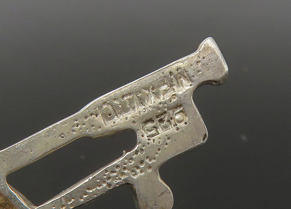 MEXICO 925 Sterling Silver  Vintage Shiny Violin Music Motif Brooch Pin BP8814