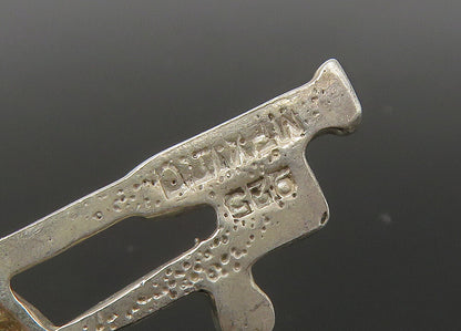 MEXICO 925 Sterling Silver  Vintage Shiny Violin Music Motif Brooch Pin BP8814