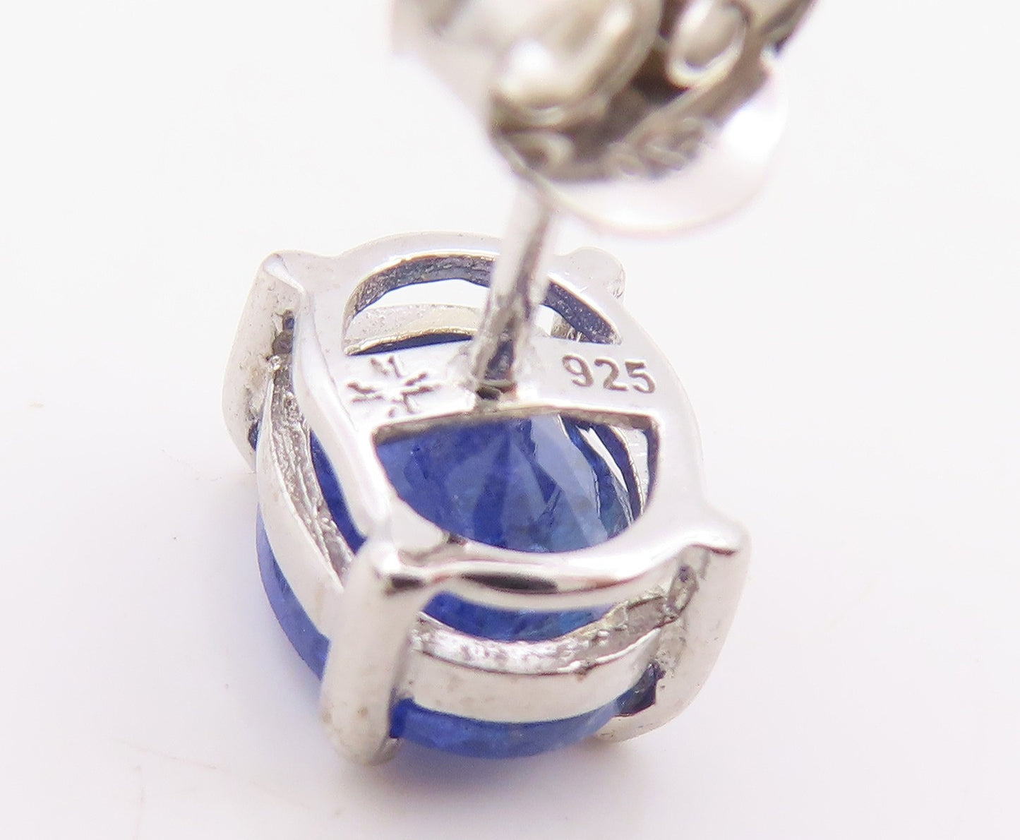 925 Sterling Silver Vintage Earrings Minimalist Oval Cut Tanzanite Stud  EG13978