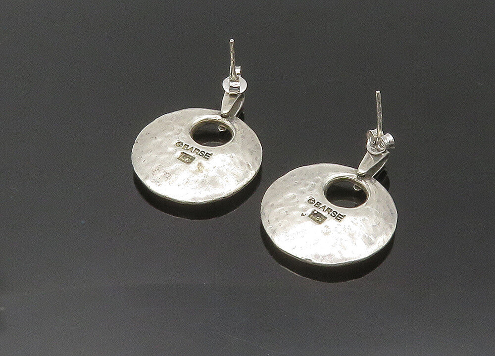 BARSE 925 Sterling Silver  Vintage Shiny Hammered Dangle Earrings  EG10731