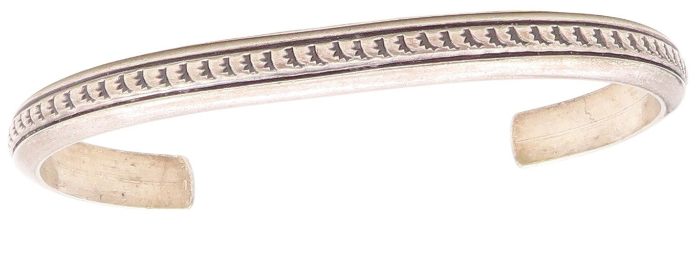 925 Sterling Silver Vintage Bracelet SOUTHWESTERN Dark Tone Etched Cuff BT11170