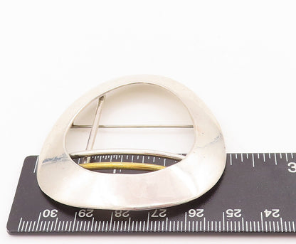 925 Sterling Silver Vintage Brooch Pin MEXICO Large Egg Shape Ring & Rod BP10849