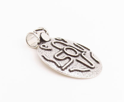 925 Sterling Silver Vintage Pendant Antique Brutalist Carved Coin  PT24384