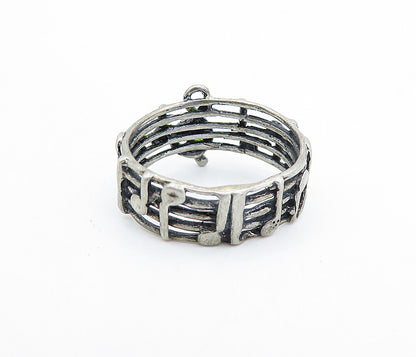 925 Sterling Silver Vintage Treble Clef Music Notes Band Ring Sz 5.5 RG6009